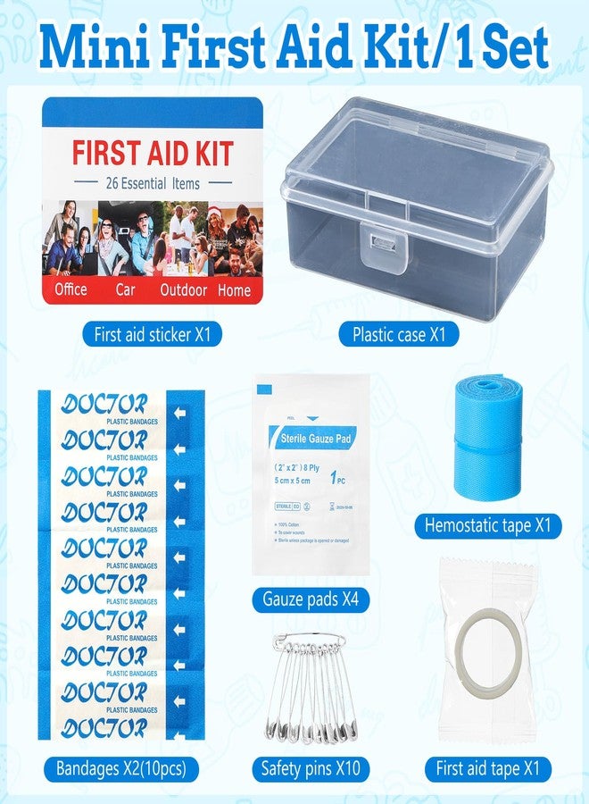 Threlaco 12 Set Mini First Aid Kit Bulk Mini Portable Travel Kit Resistant Case for Convenience First Aid 12 Pack Boxes of 26 Items Each for Minor Cut Scrape Hike Car Home School Office Sports - Image 2